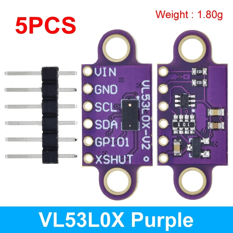 1/5PCS VL53L0X Time-of-Flight (ToF) Laser Ranging Sensor Breakout 940nm GY-VL53L0XV2 Laser Distance Module I2C IIC 3.3V/5V