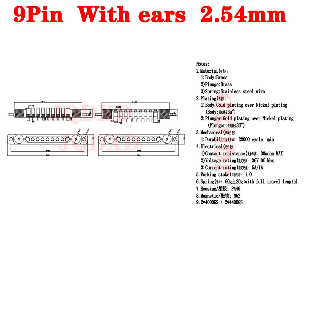 1sets DC 36V 5A Waterproof Magnetic Pogo Pin Connector 5Pin With Ears Pogopin Male Female Spring Loaded DC Power Socket