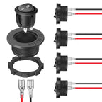 5PCS Round Rocker Switch ON OFF SPST Switch Holder 20mm 12V DC 2 Pin Pre-Wired Waterproof Toggle Switch Shell for Car Automotive