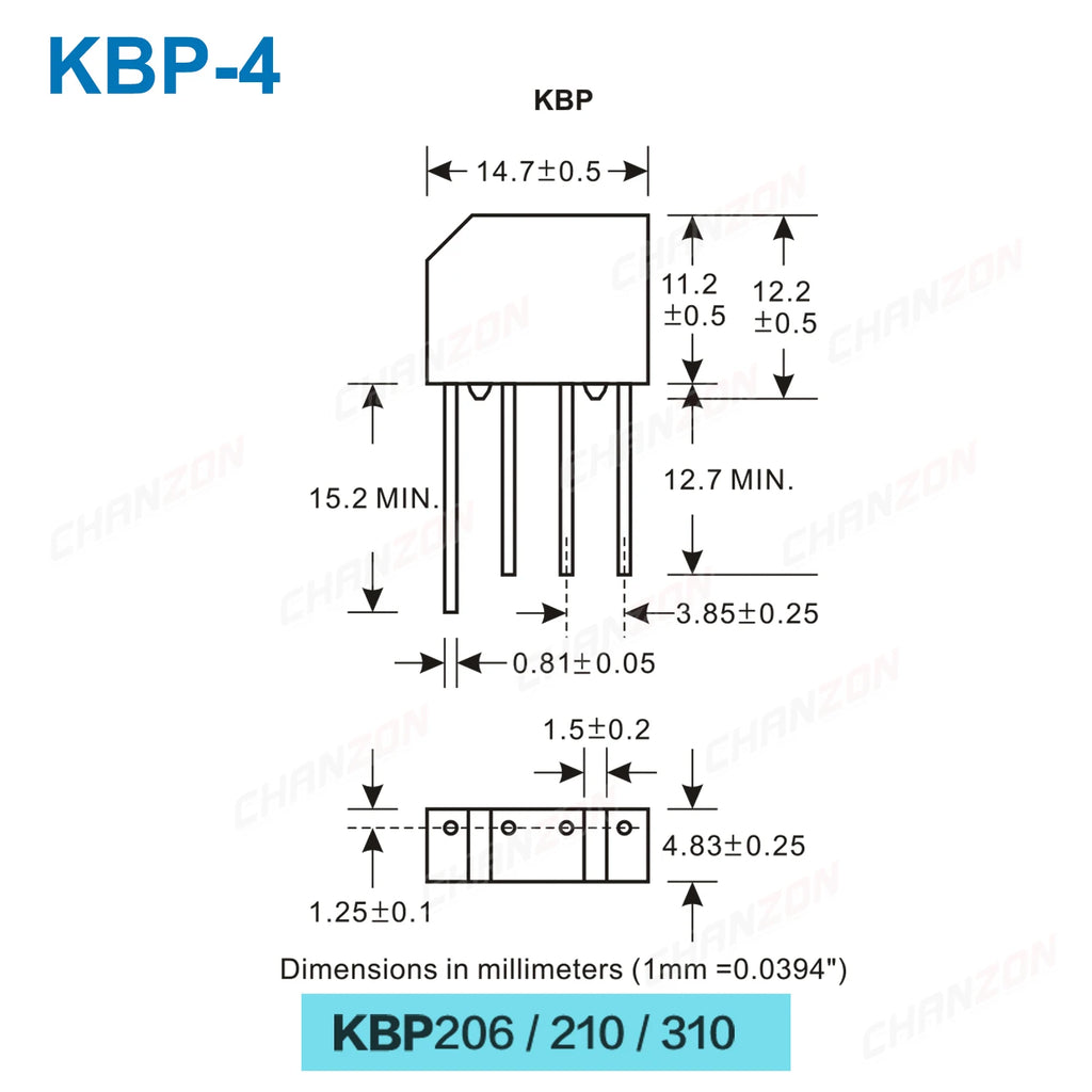 Diode Bridge Rectifier KBP206 KBP210 KBP310 KBL406 KBL410 KBL608 KBL610 KBU808 KBU810 KBU1010 KBU1510 GBU806 GBU808 GBJ2510 600V