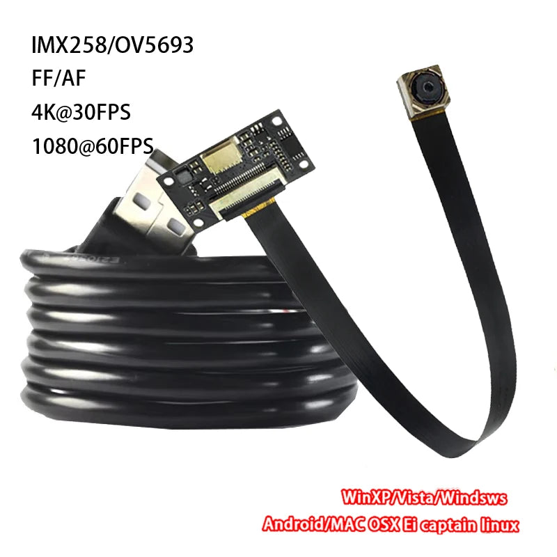 USB Camera Module 16MP 4656x3496 4K CMOS IMX258 AF/MF/FF 75 Degree 30FPS Wide Angle MJPEG YUY2 IMX298 for Digital Cameras