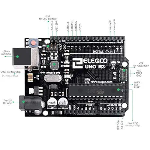 ELEGOO UNO R3 Board ATmega328P with USB Cable, Compatible with Arduino® IDE