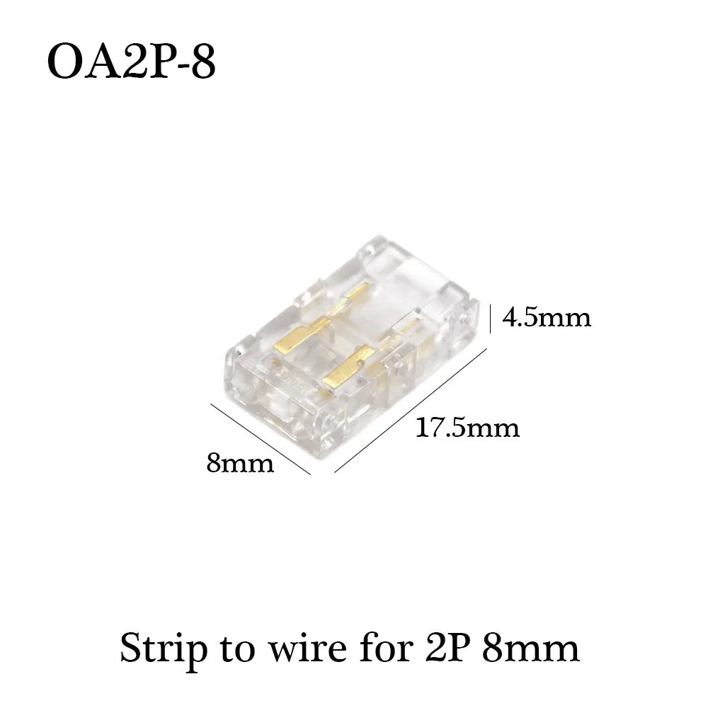 COB LED Wire Connector 5 8 10mm Connection Solderless Mini Buckle FCOB RGB CCT LED Strip Lights 2 3 4 Pin No Dark Area Connector