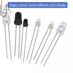 LAUBEI 20pcs/Set - 3mm & 5mm 940nm Infrared LEDs and IR Receivers Kit - for Remote Control Applications