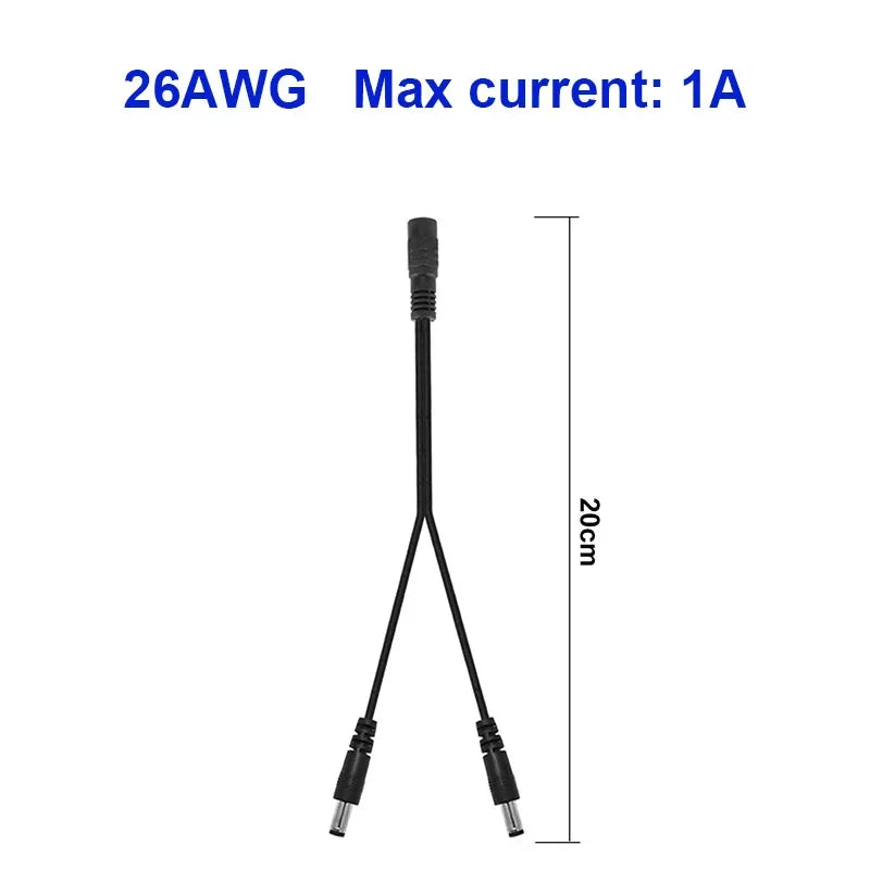 Splitter DC Power Cable 1 To 2/3/4/5/6/8 Way 5V 12V Male Female 5.5x2.1mm DC Plug Extension Wire For LED Strip Light Camera CCTV