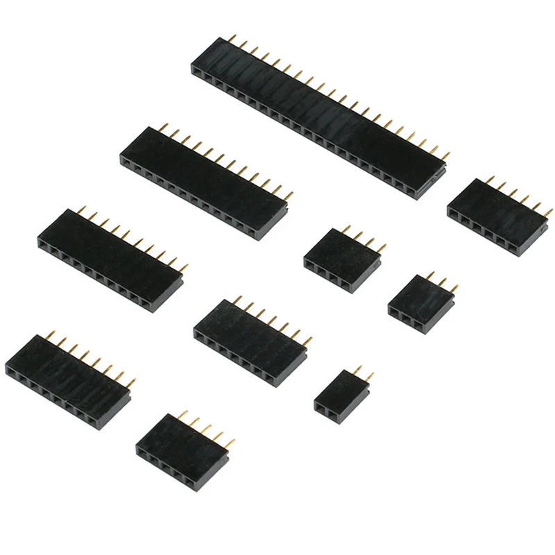 2.54mm Pitch Single Row Female 2~40P PCB socket Board Pin Header Connector Strip Pinheader 2/3/4/6/10/12/16/20/40Pin For Arduino