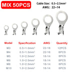 O-type Ground Lugs Terminal Cold-Pressed Copper Tab Wiring Nose Wire Lugs Crimp Wire Connector Eyelets Cable Connection Clamp