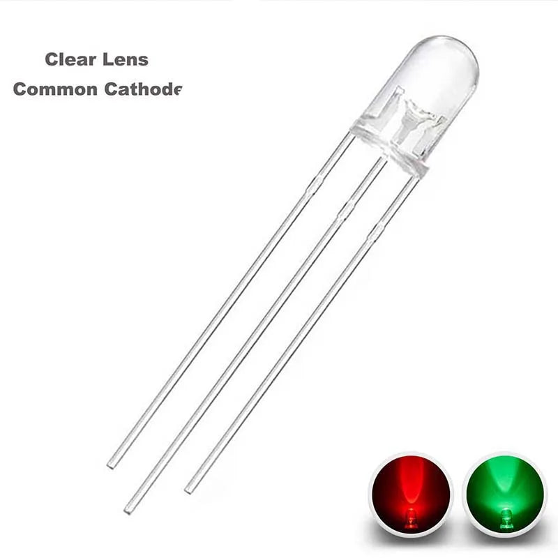 100 Pcs 5mm Led Diode Bicolor Two Color Red Green Blue Commmon Anode Cathode 2V 3V 20mA F5 Light Emitting Lamp Blub For DIY PCB