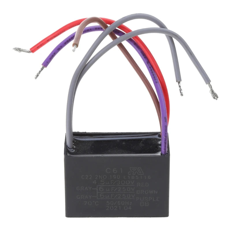 Ceiling Fan Capacitor CBB61 4.5+6+5UF 4.5+6+6UF 5+5+5UF 4+4+2.5UF 4+5+6UF 5 Wire 250V 50/60Hz Motor Running Capacitor