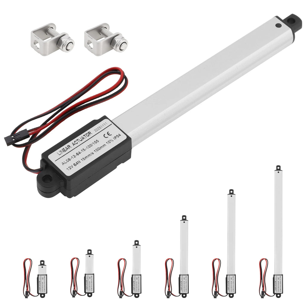 12V Linear Actuator 10-200mm Stroke 32N/64N/96N/188N/1000N/3000N Electric Reciprocating Lifting Linear Motion Actuator Motors