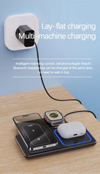 LED Fast Wireless Charger Stand 3 in 1 Foldable Charging Station For iPhone 17 16 15 14 13 12 Apple Watch 9 8 7 6 5 Airpods Pro