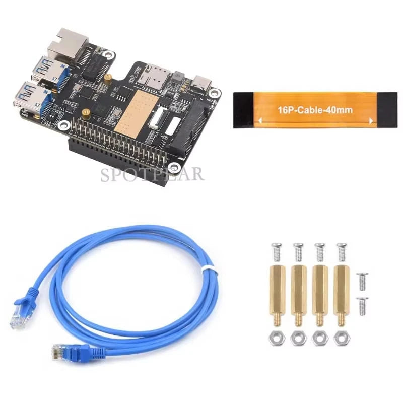 Raspberry Pi 5 PCIe to MiniPCIe 4G Gigabit Ethernet RJ45 USB HUB HAT With LTE Module SIM7600E SIM7600SA-H SIM7600G EC25-AUX EG25