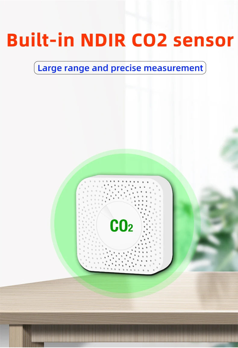 Tuya Smart WiFi/ZigBee Carbon Dioxide Meter NDIR High-Precision Real-Time Detection Intelligent Linkage Home School CO2 Detector