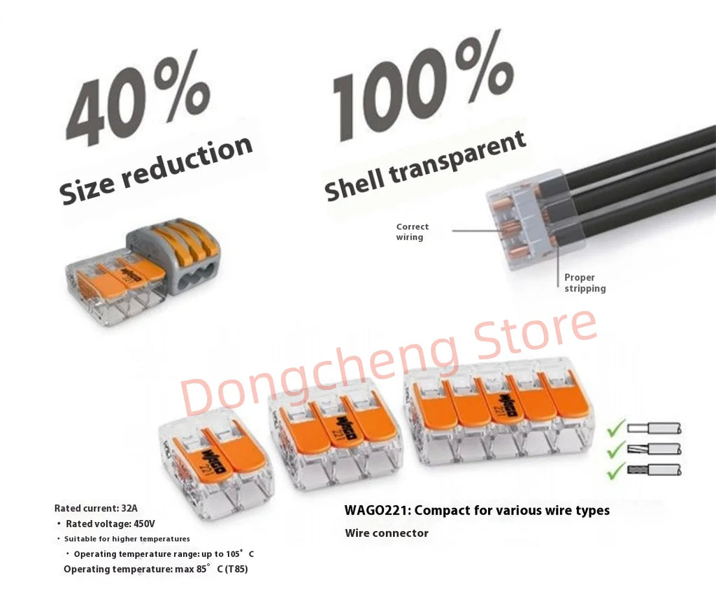 Wago wiring terminal 221-412 221-412 221-413 221-415 221-612 221-613 221-615 221-2411 Original  Wiring connector 20PCS/LOT