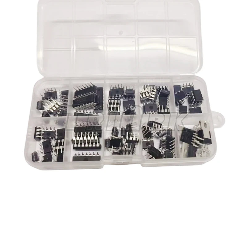 85PCS/lot IC Analog chip kit Box LM358 LM324 JRC4558 NE5532 LM386 TDA2030 TDA2822 LM393 UA741 LM339 Electronic components kit