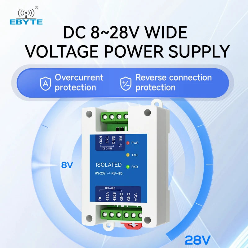 DC8-28V RS232 to RS485 Industrial Grade Converter High Speed Bi-Directional Transmission Modem EBYTE E810-Z01 E810-Z01M