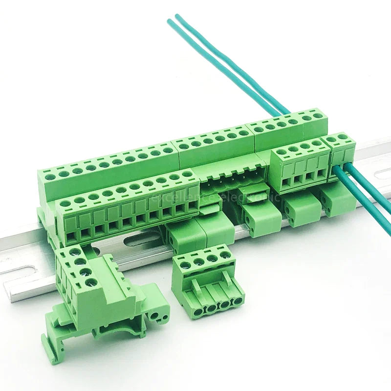 1Set 2EDG-UKR-5.08mm Plug-in Wiring Terminal 35mm Guide Rail Mounting Screw Terminal Block Pitch 5.08mm 2P-12P
