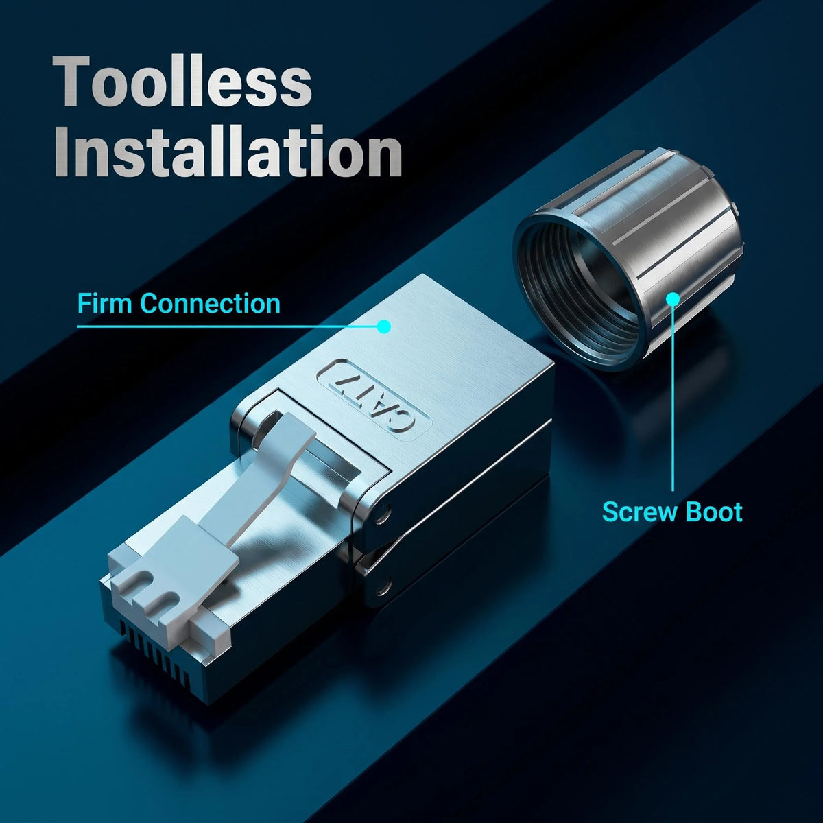 Cat7 Shielded Toolless RJ45 Crystal Plug, Zinc Alloy Shell Screw Locking Network Connector for 10Gbps High Speed Networking