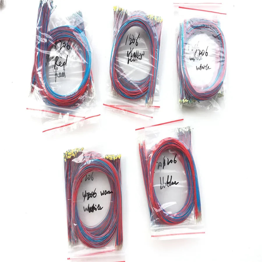 100pcs/Lot 0402 0603 0805 1206 SMD Model Train HO N OO Scale Pre-Soldered Micro Litz Wired LED Leads Wires 20cm