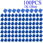 5-100pcs 3386P-1-103 1k 2k 5k 10k 20k  0.5W, 1/2W PC Pins Through Hole Trimmer Potentiometer Cermet 1 Turn Top Adjustment