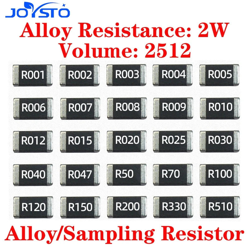 20PCS SMD Alloy Sampling Resistor 2512 2W 1% Detection Current High-Power Resistor 0.005R 1mR 0.05R R050 0.0002R 0.5MR