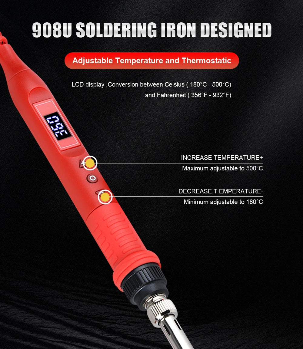 JCD 908U Electric Soldering Iron 80W 220V/110V With Switch Multi-function Button Adjustable Temperature Iron Welding Tools