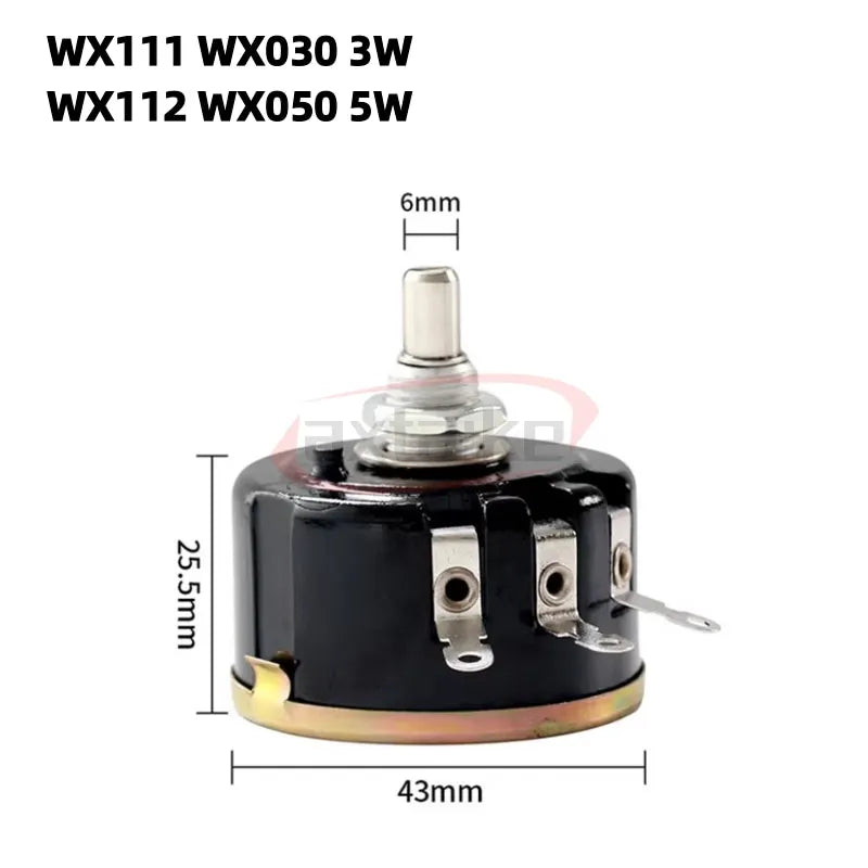 1W 3W 5W Adjust Speed Potentiometer Adjustable Resistor 1K 1.5K 2K2 3K3 4K7 6K8 10K 22K 33K 47K 22R 100 220 470 OHM WX110 WX112