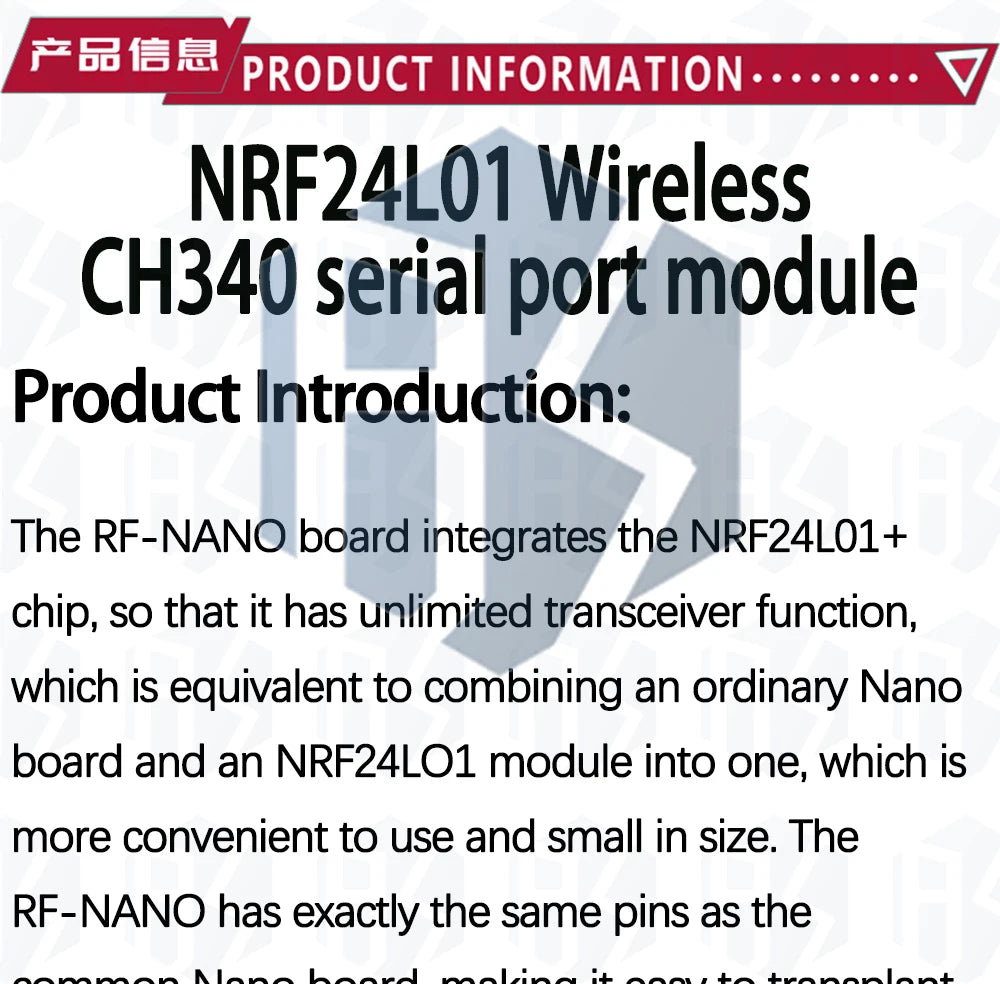 RF-Nano for Arduino Nano V3.0, Micro USB Nano Board ATmega328P QFN32 5V 16M CH340, Integrate NRF24l01+2.4G wireless
