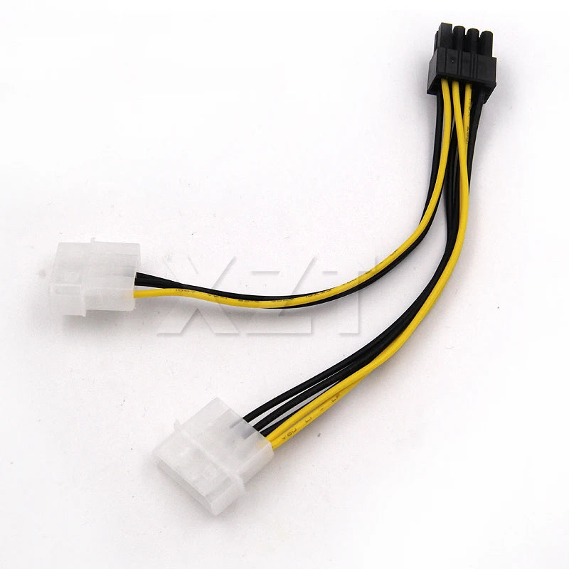 6 inch 2 x Molex 4 pin to 8-Pin PCI Express Video Card Pci-e ATX PSU Power Converter Cable - Molex to Pcie 8 pin Adapter