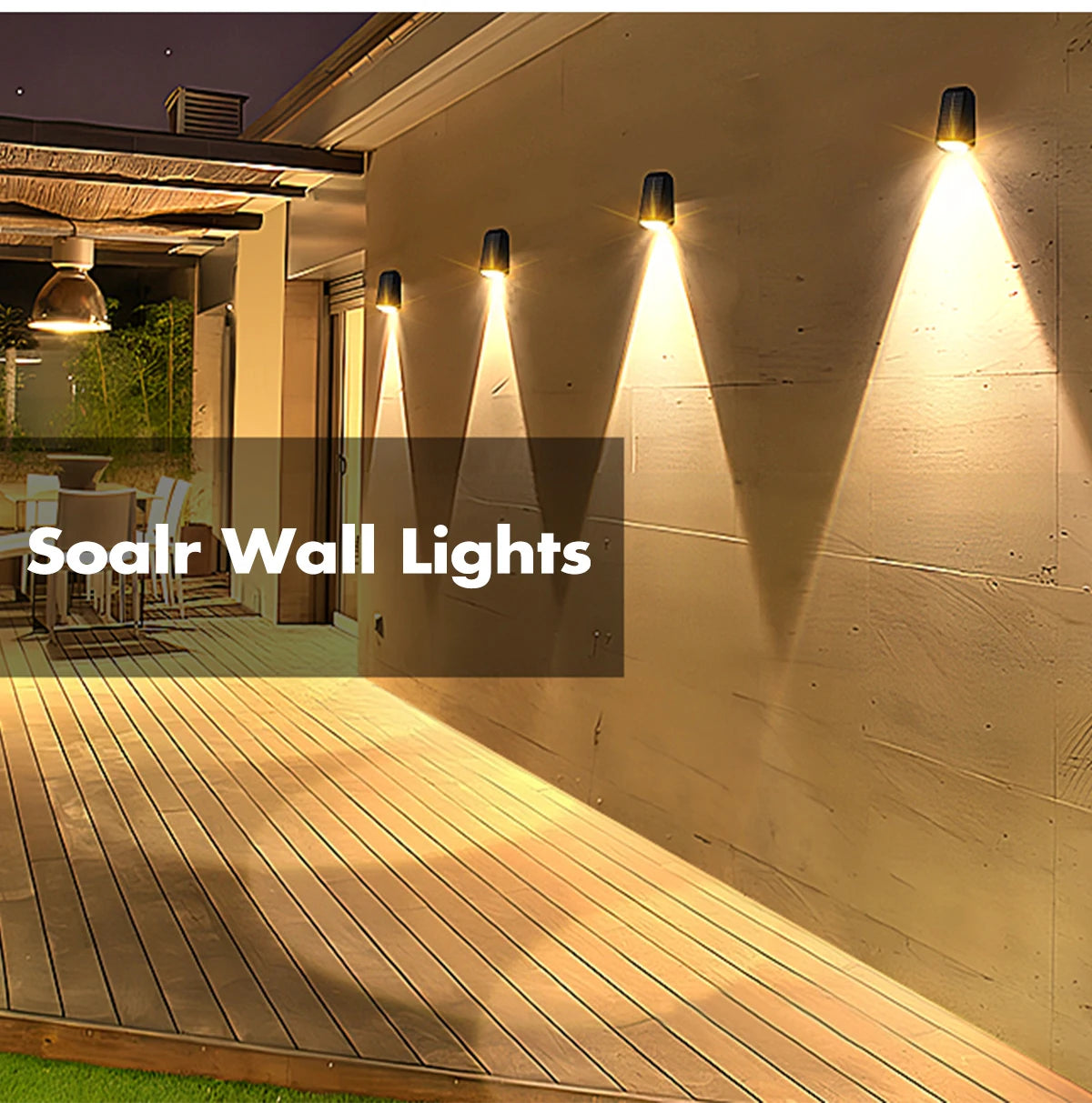 Solar Wall Lamp Solar Fence Lights with Warm White RGB Modes For Backyard Patio Deck Railing Wall Outdoor Waterproof Decor Light
