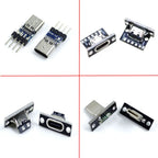 USB 3.1 Female Socket with PCB Board Connector Type C Female Male Head Connector Adapter Breakout Test Board 180 Degree Vertical