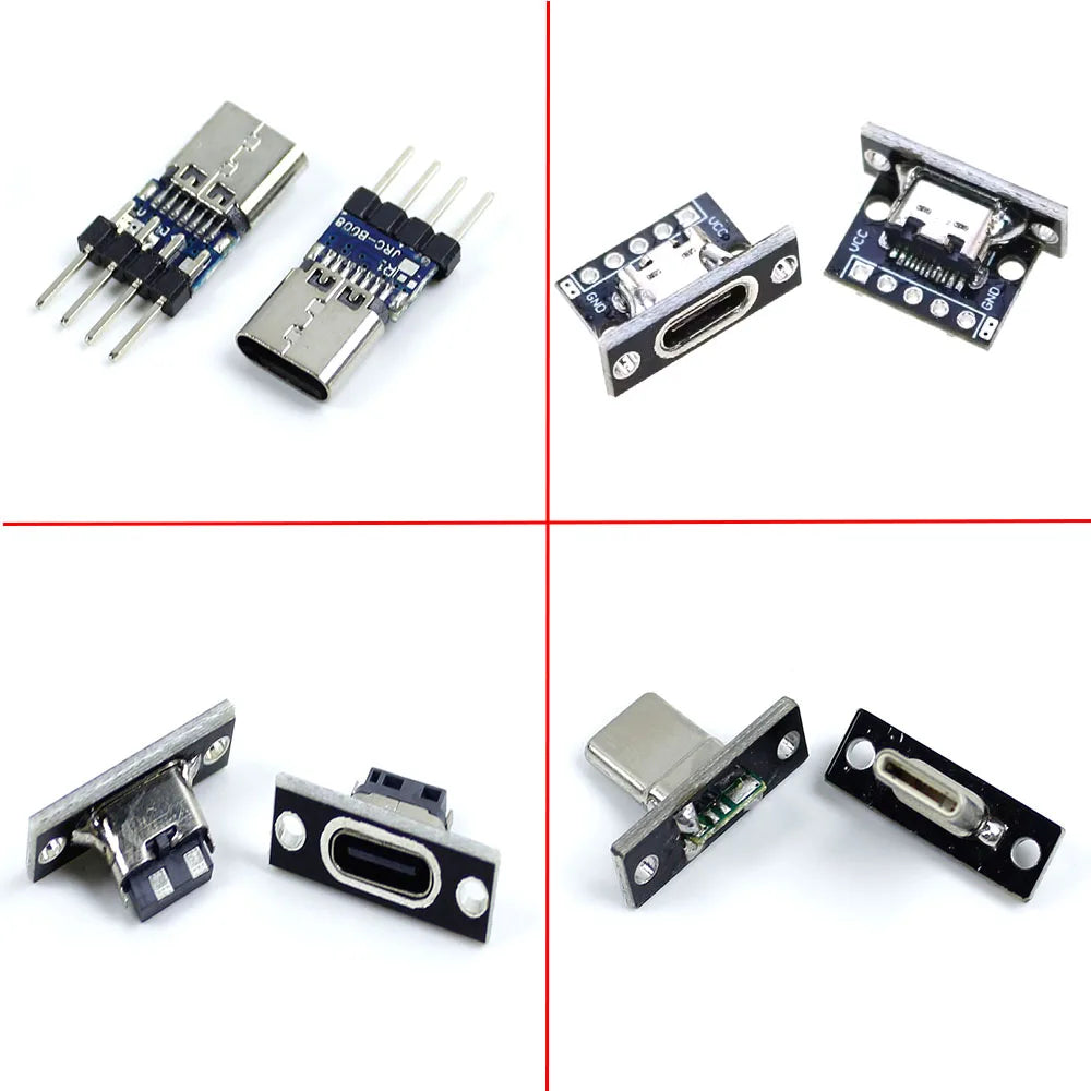 USB 3.1 Female Socket with PCB Board Connector Type C Female Male Head Connector Adapter Breakout Test Board 180 Degree Vertical