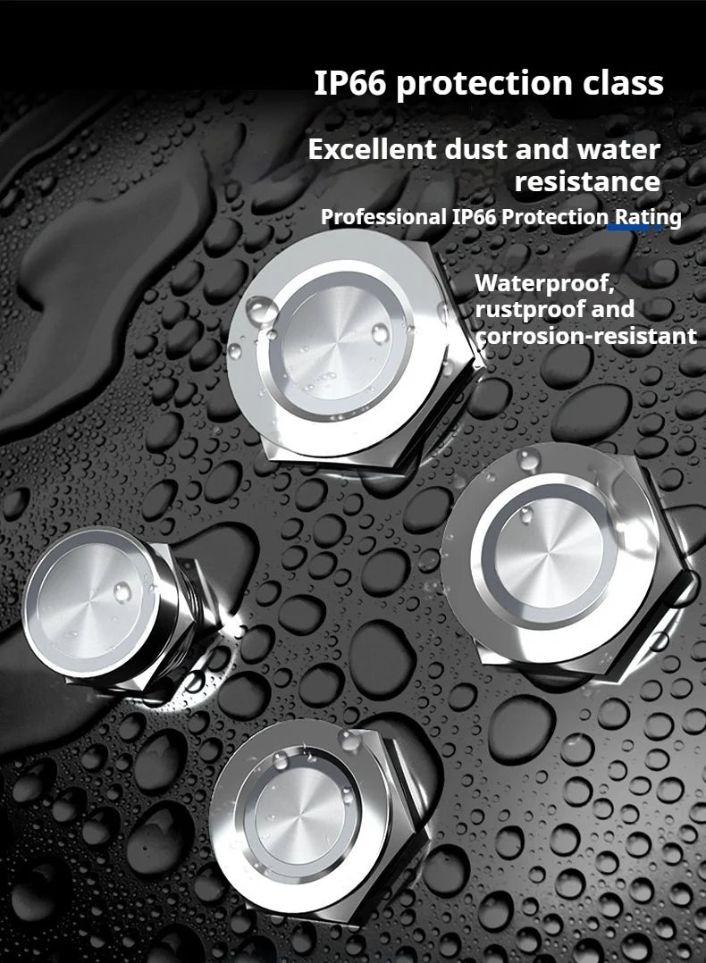 Metal touch sensor switch Stainless steel button jog delay self-locking IP68 waterproof 16/19/22/30mm