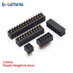 20PCS 2.0mm Double Row Straight Female 2-40P Pin Header Socket Connector 2x2/3/4/5/6/7/8/9/10/12/14/15/20/25/28/30Pin PH=4.3MM