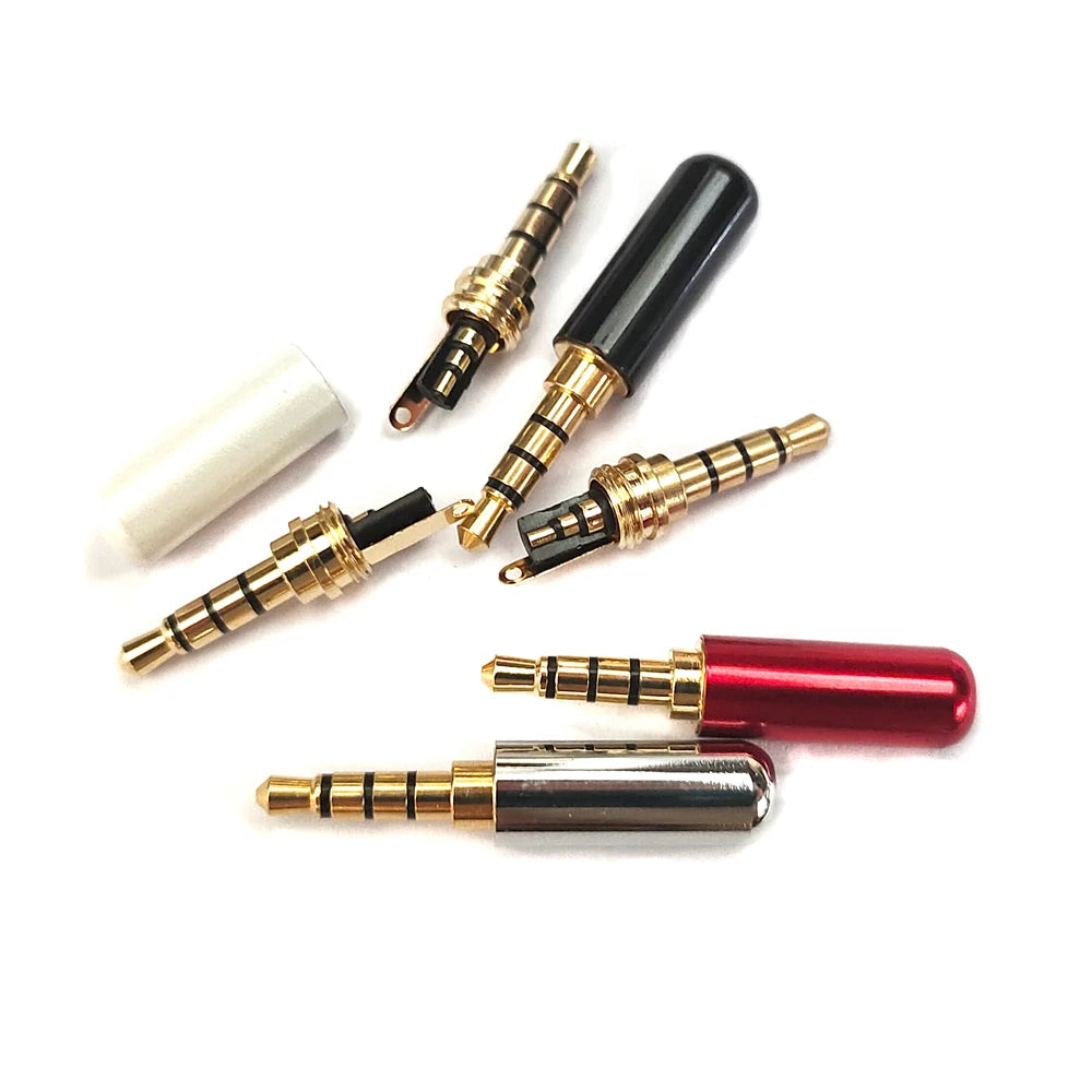 2/5PCS Copper 3/4 Pole 3.5MM Plug Male Headphone Jack with Clip 3.5MM Stereo Audio Connector for 4mm Cable Adapter