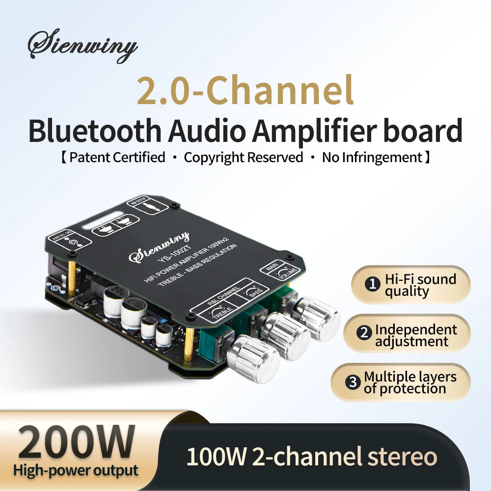 YS-1002T YS-502L Bluetooth 5.0 Audio Amplifier Board 2.0 Channel Stereo Power Amp Module 50W X2 100W X2 AUX Input For DIY Speaker Home Audio