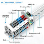 UK2.5B DIN Rail Terminal Block, 2.5mm² Screw Connection Wire Connector for Electrical Panel Wiring 20/50/100PCS