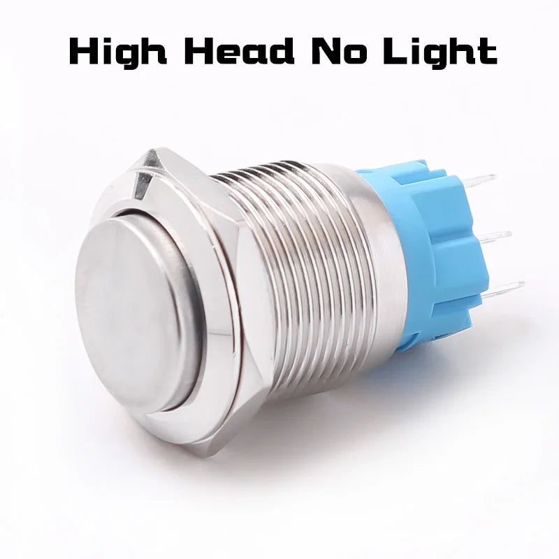 19MM LED Metal Button Switch Stainless Steel 1NO1NC Momentary Latching High Head Lamp Waterproof Button 12V 24V 220V