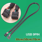 Computer Motherboard Front Usb 9pin 2.0 Extension Cable 9-Pin Female To Female Extension Cable 30/50/70cm