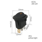1PCS ON/OFF Round Rocker Switch LED illuminated Car 12V 24V / 6A 250V / 10A 125V 2/3/4PIN Switch 20MM