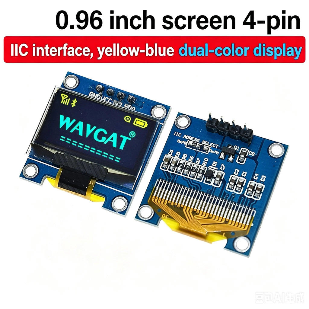 DIYUSER 0.96 Inch 128x64 OLED Display SSD1306 IIC I2C Serial LCD Screen for R3 Arduino Kit - White/Blue/Yellow Options Available