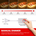220V Dimmable COB LED Neon Strip Light 288Leds/M IP67 With Switch/Dimmer EU Plug Flexible Adhesive Tape for Home Garden Lighting