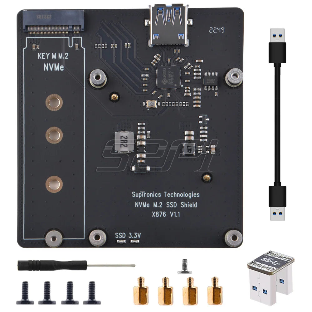 52Pi Raspberry Pi X876 NVMe M.2 SATA SSD NAS Expansion Board Support Key-M 2280 SSD for Raspberry Pi 4B