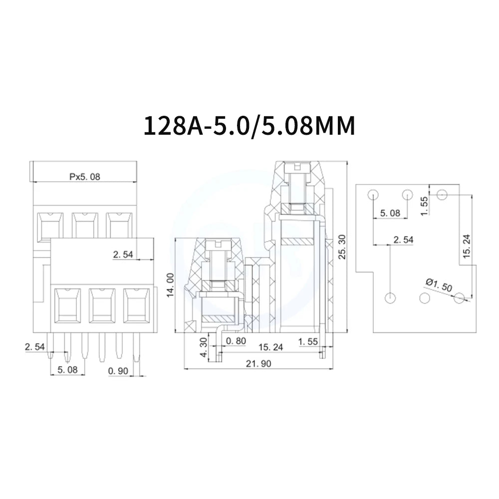 (10 pcs) KF128H KF128L KF128HL 5.0mm 5.08mm Screw PCB Terminal Block Double Row Double Layer High/Low AM128L 128H - 5.0 / 5.08