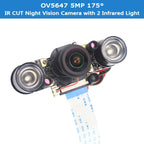 Raspberry Pi Night Vision Camera with 2 Infrared Light 5MP OV5647 Webcam 75 175 IR-CUT Camera for Raspberry Pi 4B 3B+ 3B Zero
