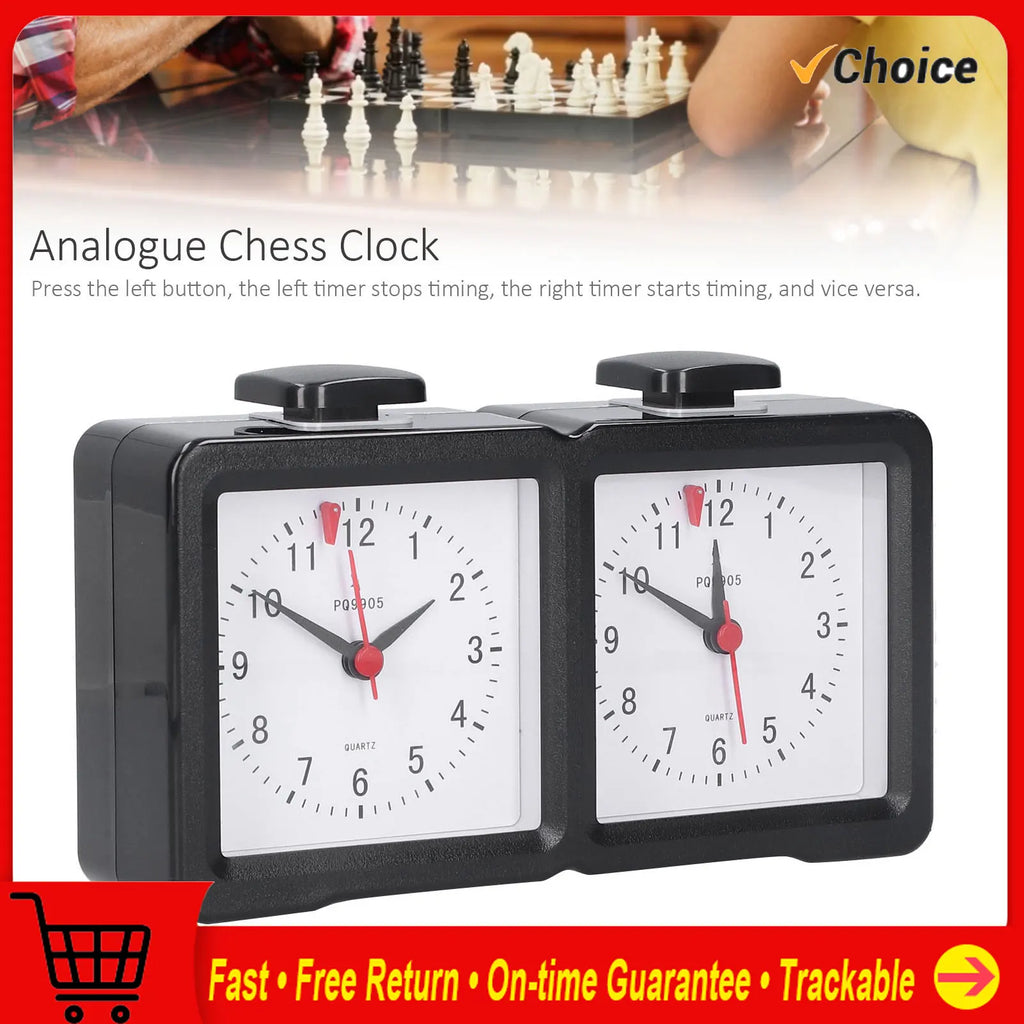 Multifunction Chess Analog Clock Count Up Count Down Timer Mute for Board Game Competition