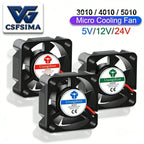 3010 4010 5010 3D Printer Cooling Fan, 12V 24V 5V 2Pin Low Noise, for Ender 3-Style J-Head Heatsink