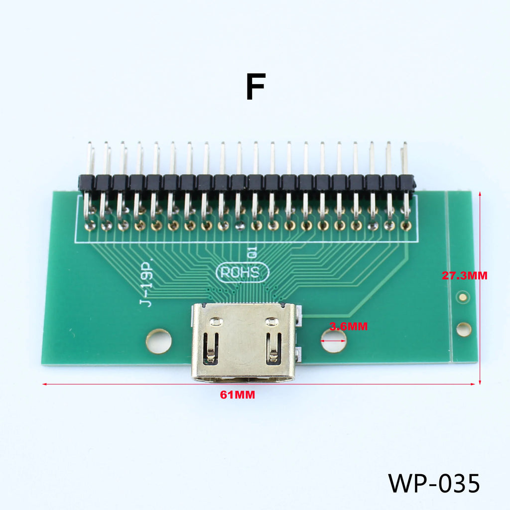 1pcs A-M HDMI Male To Female Test Board MINI Connector with Board PCB 2.54mm Pitch 19/20pin DP HD A Female To Male Adapter Board