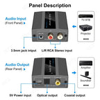 MZX Analog to Digital Audio Converter RCA to Optical with Cable 3.5mm AUX Jack Decoder Toslink and Coaxial Adapter for Soundbar
