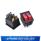 KCD4 Rocker switch ship type switch rocker power button 4/6PIN red light green light 31x25mm16A/30A 250v ON-OFF/ON-OFF-ON